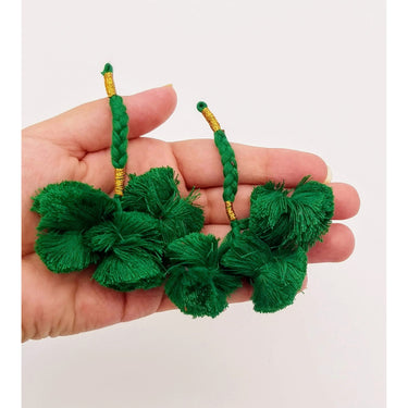 4 x Green Pom-Pom Tassels Latkan, Pompom Decorations, Pom poms